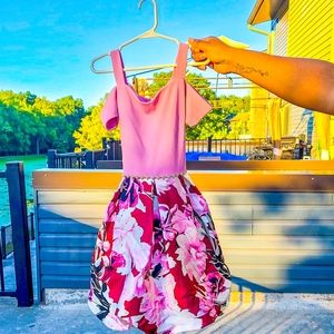 Off shoulder Blush/Burgundy Balloon Bottom Dress Size 10